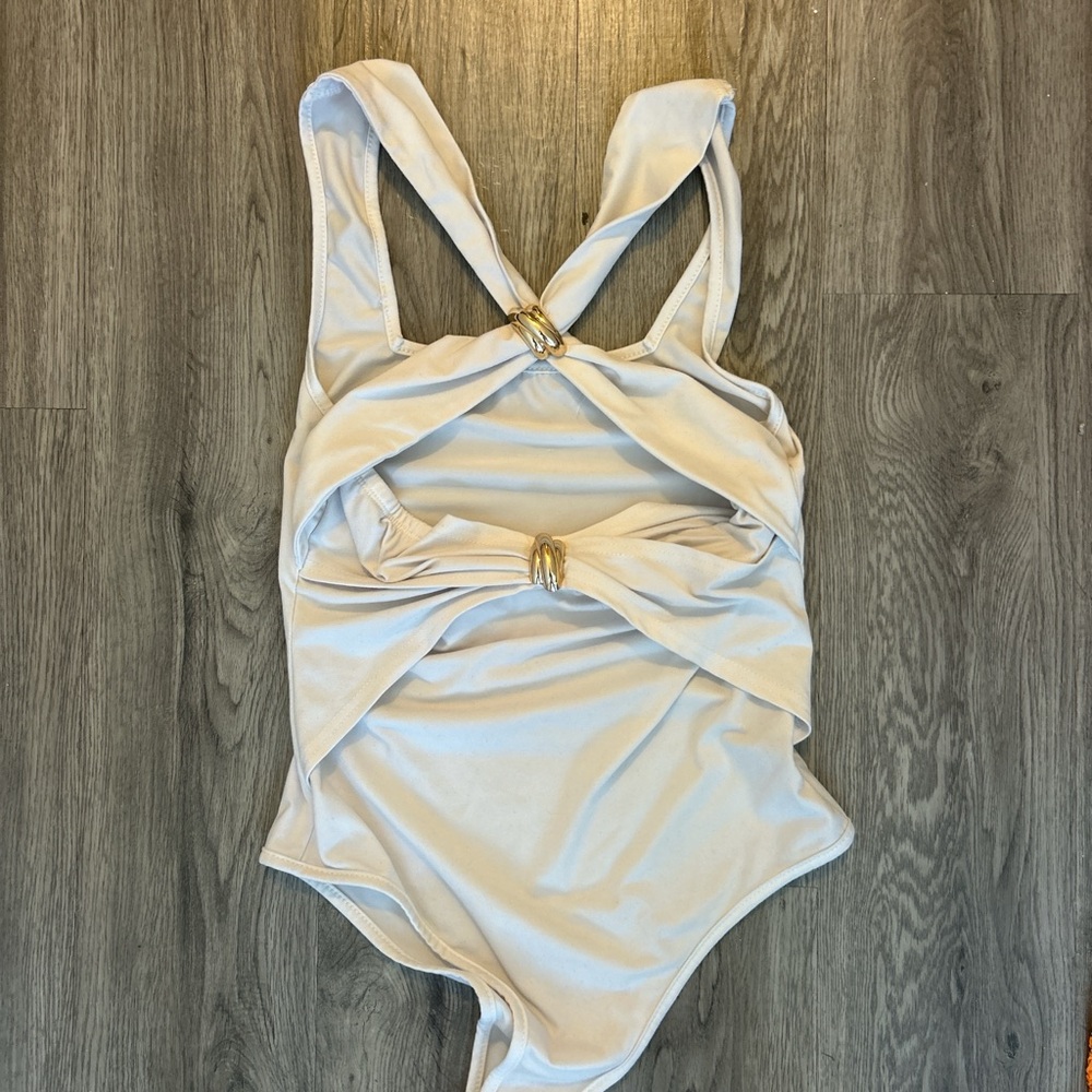 & Other Stories Cream and Gold Crop Top